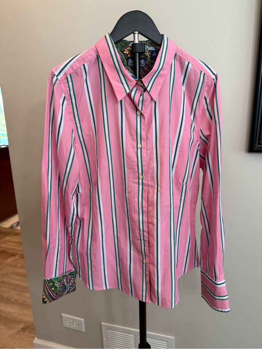 Robert Graham Pink Striped Button-Down Shirt with Paisley Accents